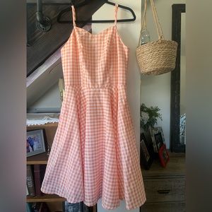 Magnolia Place Coral Gingham Swing Dress